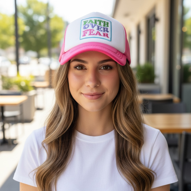 Ladies Trucker Hat- Faith Over Fear