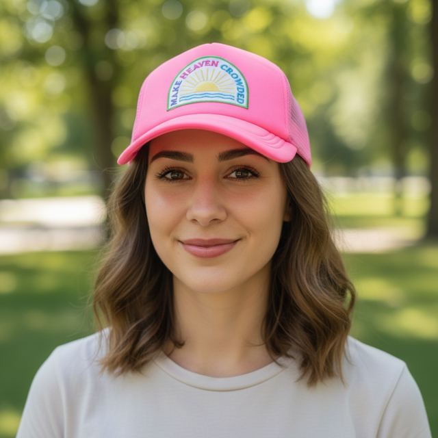 Ladies Trucker Hat- Make Heaven Crowded