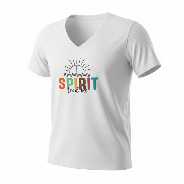 Womens white V-neck "Spirit Lead Me" (Size Large)